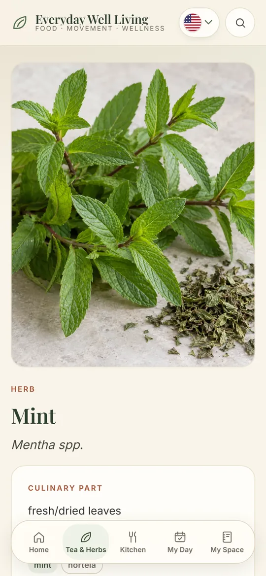 Herb Guide detail page