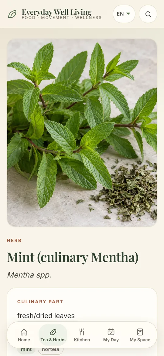 Herb Guide detail page