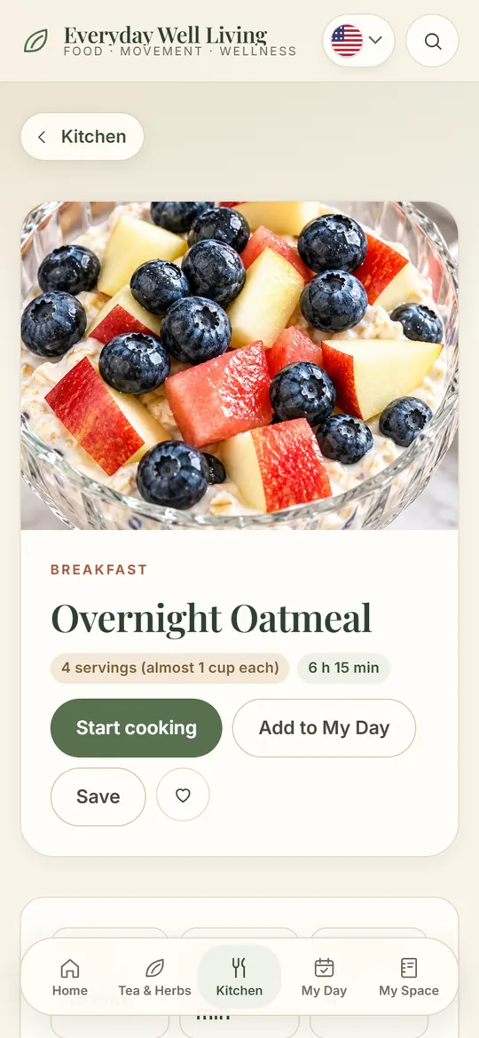 Recipe with nutrition per serving and Add to My Day